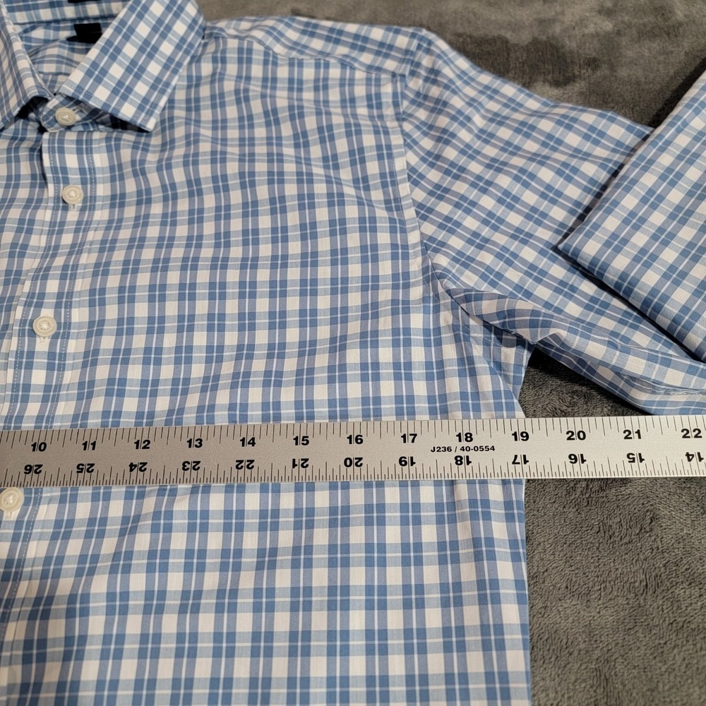 J Crew Shirt Men Small Blue Plaid Slim Fit Performance Cotton Blend Casual NWT - Picture 6 of 10
